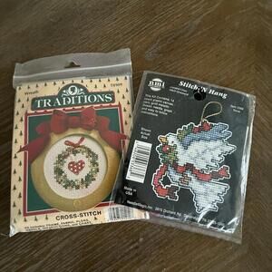 Two Crossstitch Mini Kits Christmas Themed Needle Magic